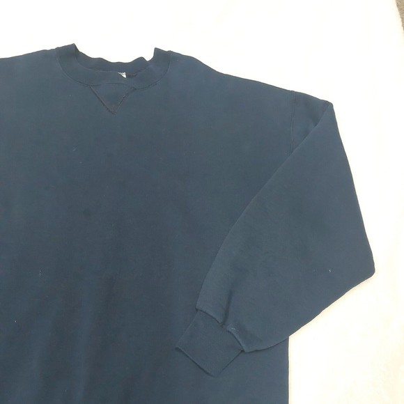 Vintage 90s Russell Athletic Navy Blue Blank Crewneck Sweatshir USA Made Size XL - Picture 3 of 12